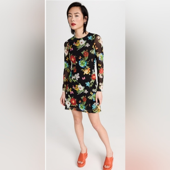 Alice + Olivia Delora Flare Floral Long Sleeve Dress Size 2 - Picture 8 of 16